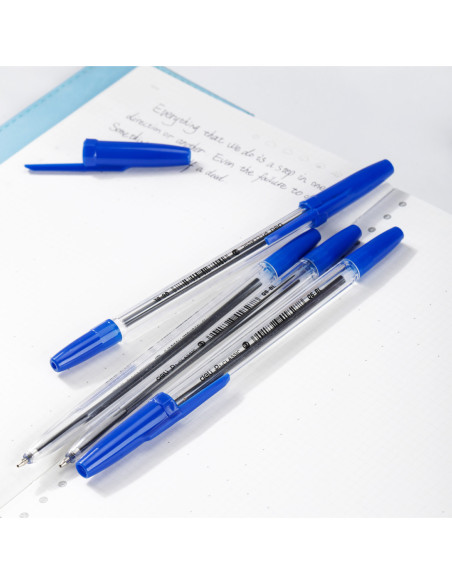 DLEQ6STR-BL-50,Pix unica folosinta 0.7mm transparent albastru Deli - Set 50