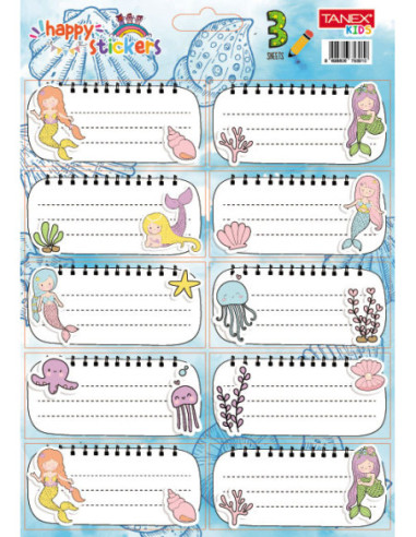 TWTLS828,Etichete scolare 30/set mermaids tls-828 Tanex