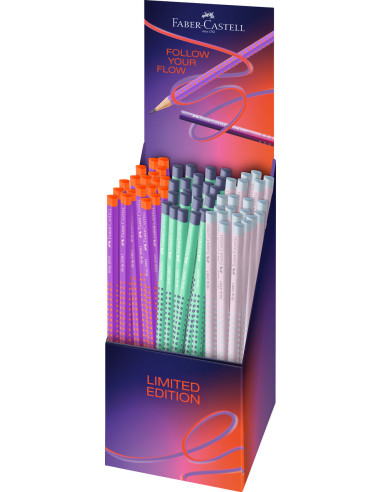 FC117026,Display 72 creioane grafit grip 2001 flow culori asortate Faber-castell