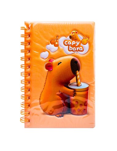 Notes B6 cu arc, 60 file, liniatura dictando, Motiv Capybara 3D, Modele asortate