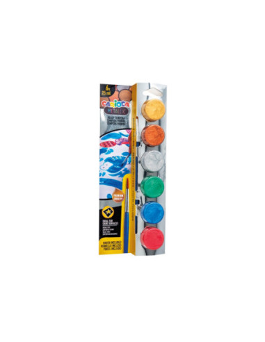 SD-SKP266,Acuarele tempera Carioca Metalic 6 culori x 25 ml + pensula pe blister