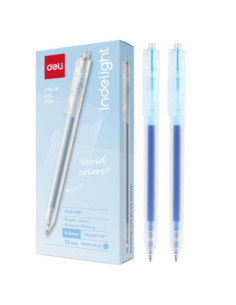 DLEG118-WB-12,Pix cu gel cu mecanism 0.5mm bleu Deli - Set 12 2