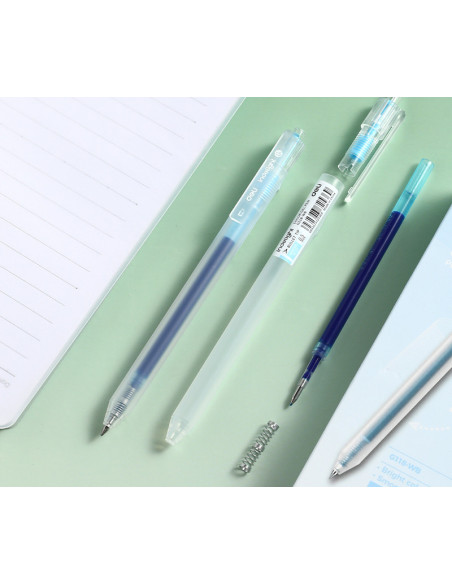 DLEG118-WB-12,Pix cu gel cu mecanism 0.5mm bleu Deli - Set 12
