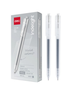 DLEG118-GY-12,Pix cu gel cu mecanism 0.5mm gri Deli - Set 12 2