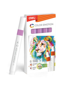 DLEC193A-VT-6,Marker acrilic violet color emotion Deli - Set 6