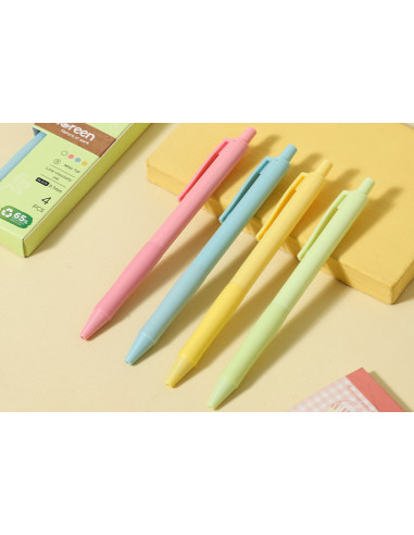 DLEQ42E-BK,Set 4 pixuri cu mecanism 0.7mm corp pastel negru longreen plastic reciclat Deli