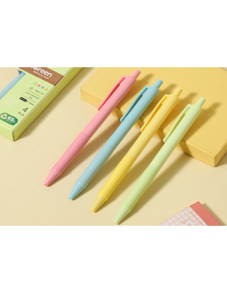 DLEQ42E-BK,Set 4 pixuri cu mecanism 0.7mm corp pastel negru longreen plastic reciclat Deli