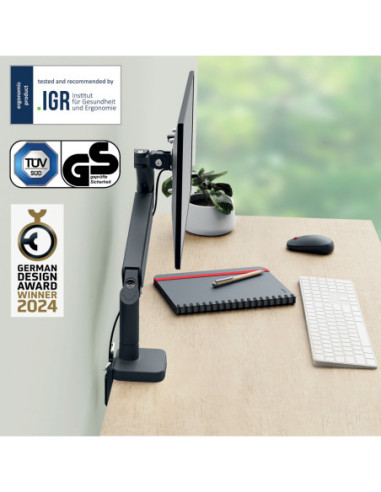 LZ64890089,Suport monitor 1 brat gri carbune Leitz