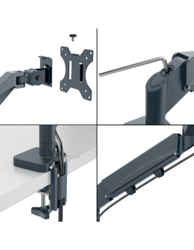 LZ64890089,Suport monitor 1 brat gri carbune Leitz
