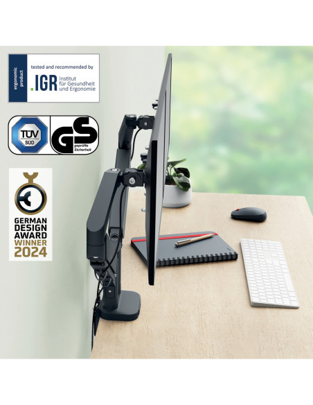 LZ65370089,Suport monitor 2 brate gri carbune Leitz