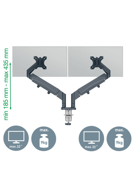 LZ65370089,Suport monitor 2 brate gri carbune Leitz