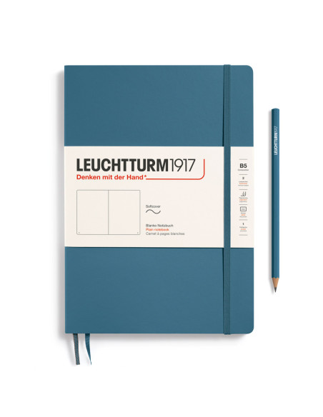 LT365636,Caiet b5 velin coperta flexibila albastru piatra Leuchtturm