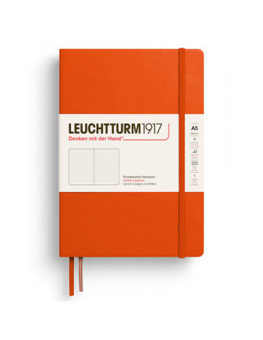 LT373982,Caiet a5 punctat coperta rigida portocaliu dovleac Leuchtturm