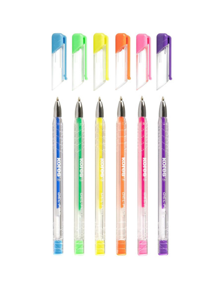 KO28216,Pix cu gel k11 0.4mm culori neon 6/set Kores