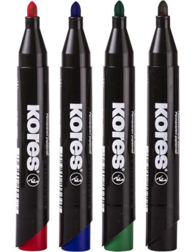 KO20735-12,Marker permanent rosu varf rotund 3mm eco Kores - Set 12