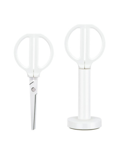 DLENS051-WH,Foarfeca birou cu suport 18cm alba nusign Deli