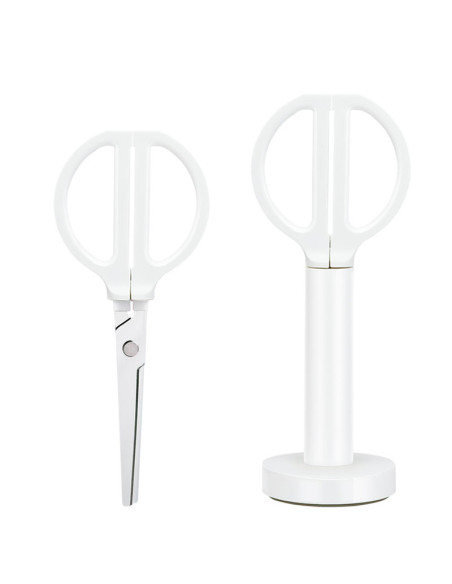 DLENS051-WH,Foarfeca birou cu suport 18cm alba nusign Deli