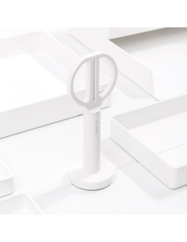 DLENS051-WH,Foarfeca birou cu suport 18cm alba nusign Deli