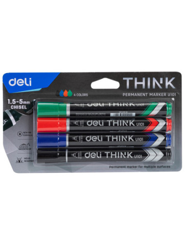 DLEU10101,Marker permanent 4/set varf tesit Deli