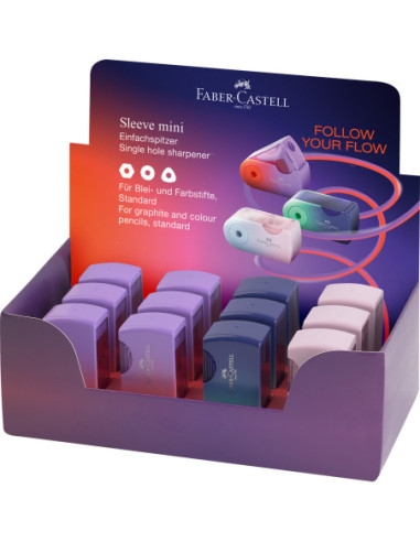 FC182776-12,Ascutitoare plastic simpla sleeve-mini flow Faber-castell - Set 12