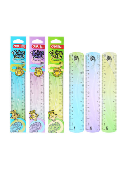 DLEH20A-48,Rigla flexibila 20 cm twist me color Deli - Set 48