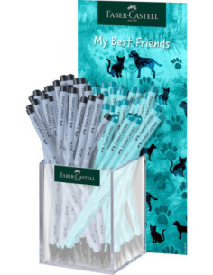 FC111534,Display 48 creioane grafit lemn negru catei si pisici Faber-castell