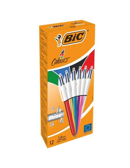 BC964775-12,Pix cu mecanism 4 culori shine Bic - Set 12