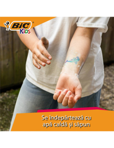 BC516874,Marker tattoo kids set 5 markere + 10 sabloane Bic
