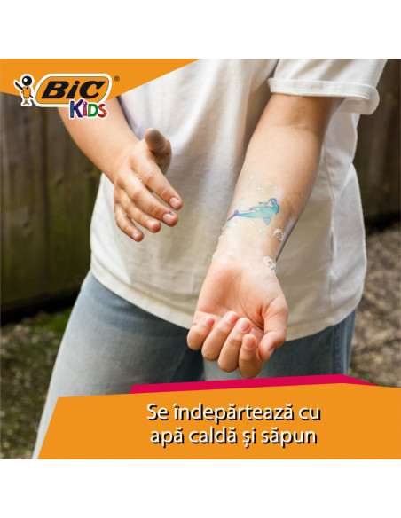 BC516874,Marker tattoo kids set 5 markere + 10 sabloane Bic