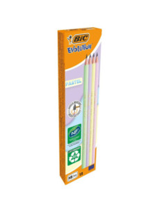 BC518307,Creion grafit hb fara guma eco evolution pastel 12/cut Bic