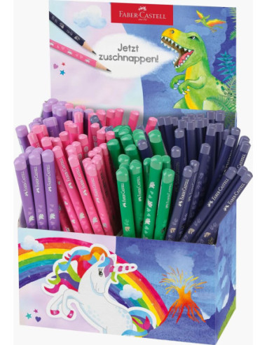 FC111555,Display 120 buc creion grafit standard si jumbo unicorni si dinozauri Faber-castell