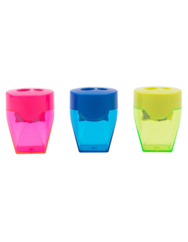 DLE39768-12,Ascutitoare plastic dubla cu container Deli - Set 12