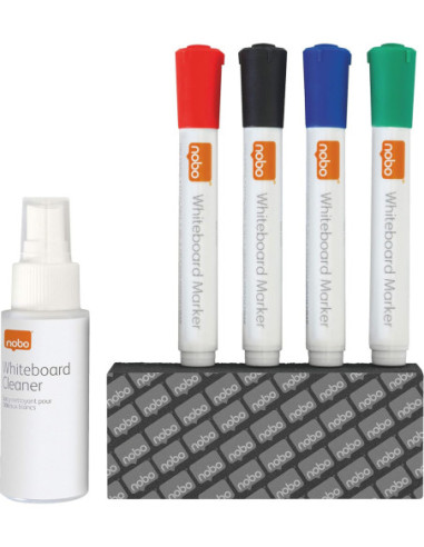NB1903798,Kit whiteboard (4 markere + burete + rezerva + spray 50ml) Nobo