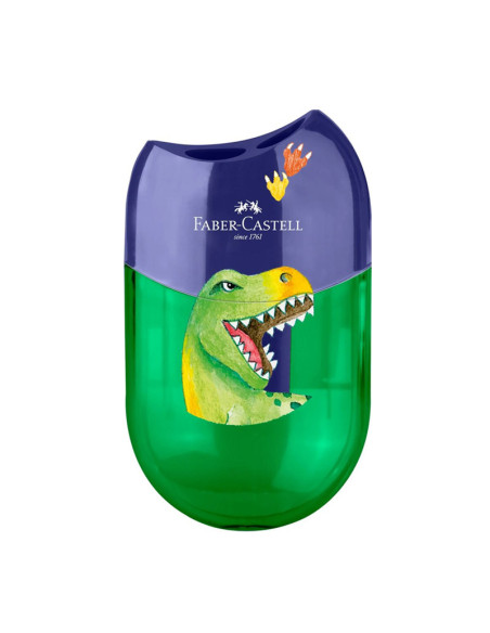 FC183552-10,Ascutitoare plastic dubla cu container dinozauri Faber-castell - Set 10