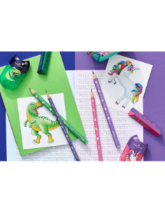 FC183552-10,Ascutitoare plastic dubla cu container dinozauri Faber-castell - Set 10 2