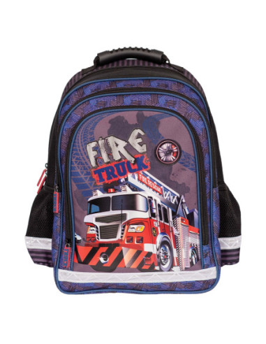 SC1521,Ghiozdan ergonomic S-COOL, 38 x 29 x 13.5 cm, motiv FIRE TRUCK