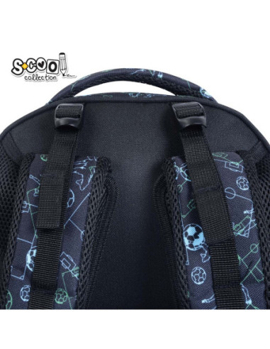 SC3341,Ghiozdan anatomic S-COOL, 39 x 33 x 18 cm, motiv FOOTBALL