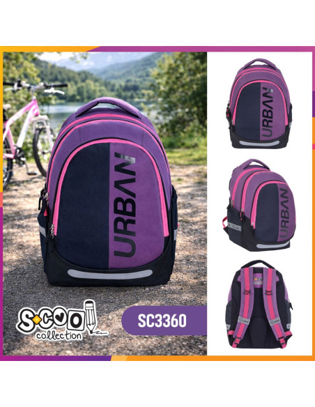 SC3360,Ghiozdan anatomic light S-COOL, URBAN, 41 x 28 x 17 cm, PINK