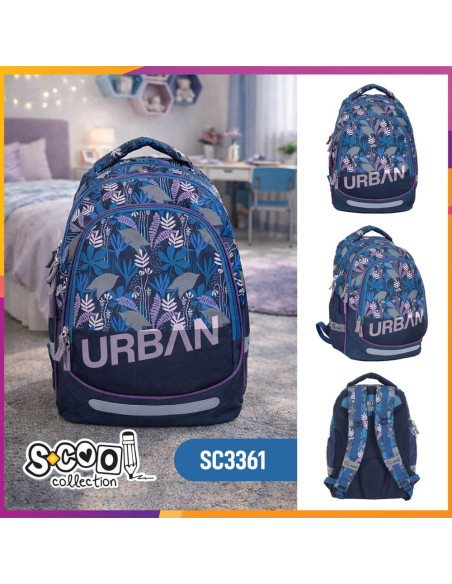 SC3361,Ghiozdan anatomic light S-COOL, URBAN, 41 x 28 x 17 cm, NATURE
