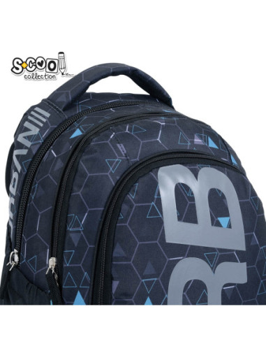 SC3374,Ghiozdan anatomic light S-COLL, URBAN, 41 X 28 X 17 cm, motiv HONNEY COMB