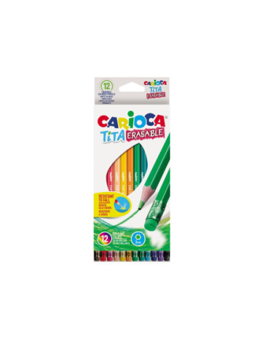 SD-SKR132,Creioane color cu guma Tita Erasable Carioca 12/set