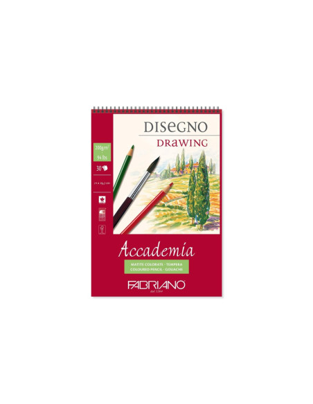 SD-BLD001,Bloc desen Accademia Disegno, A4, 200 g, 30 file, cu spirala Fabriano