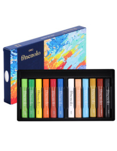 DLEC212-12,Creioane ulei pastel profesionale 12 culori finenolo Deli