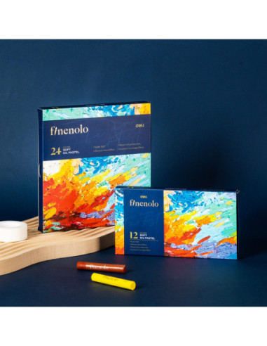 DLEC212-12,Creioane ulei pastel profesionale 12 culori finenolo Deli