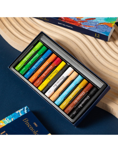 DLEC212-12,Creioane ulei pastel profesionale 12 culori finenolo Deli