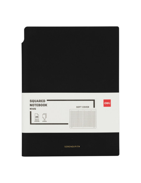 DLEN141GP,Caiet birou a5 112 file 80g aritmetica coperta piele negru n141g Deli