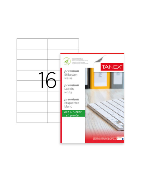TW2105/25,Etichete 16/a4 105*37mm colturi drepte 25/top Tanex