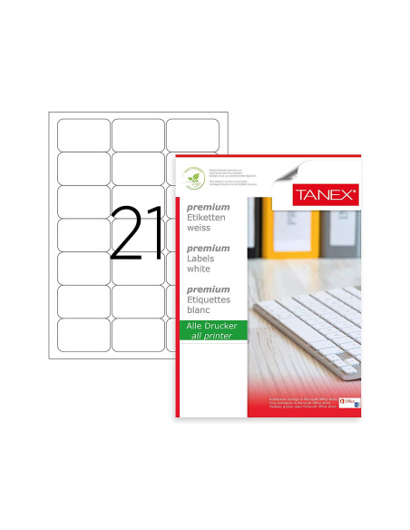 TW2021/25,Etichete 21/a4 63.5*38.1mm colturi rotunde 25/top Tanex