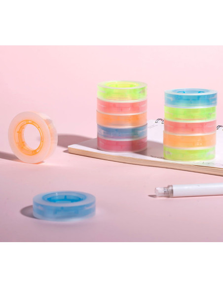 DLEA690-12,Banda adeziva cotor color 12mm*27m Deli - Set 12