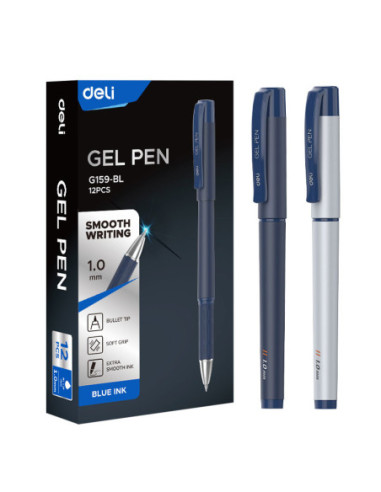 DLEG159-BL-12,Pix cu gel si grip g159 1.0mm albastru Deli - Set 12